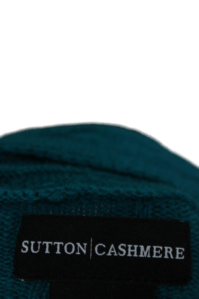 Sutton Cashmere Women Green Collared Cashmere Cardigan Size M