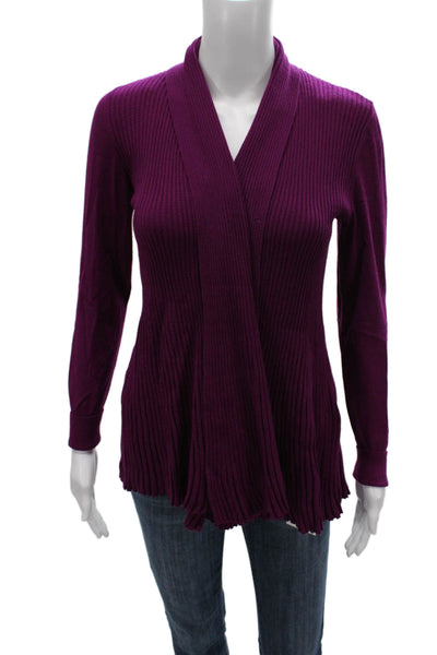 Lafayette 148 New York Women Wrap Ribbed V-Neck Striped Viscose Sweater Size S
