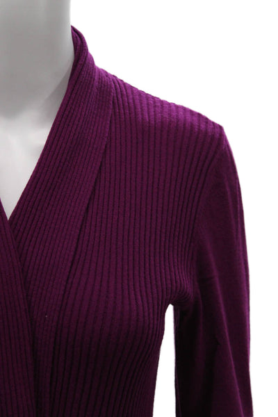 Lafayette 148 New York Women Wrap Ribbed V-Neck Striped Viscose Sweater Size S