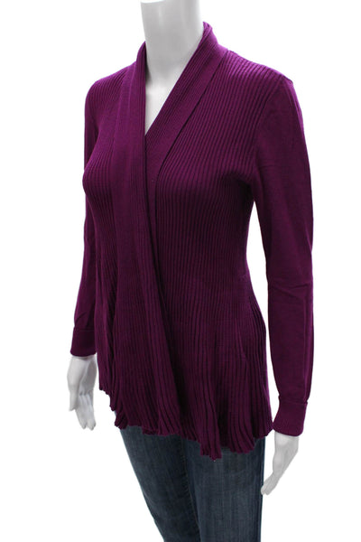 Lafayette 148 New York Women Wrap Ribbed V-Neck Striped Viscose Sweater Size S