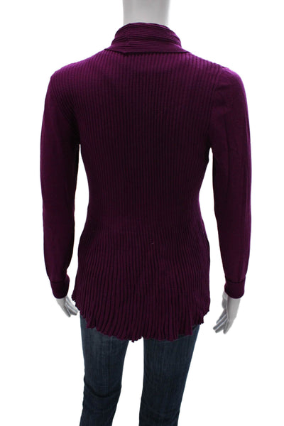 Lafayette 148 New York Women Wrap Ribbed V-Neck Striped Viscose Sweater Size S