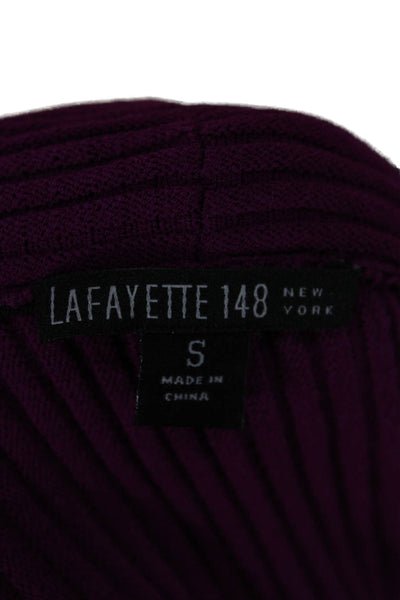 Lafayette 148 New York Women Wrap Ribbed V-Neck Striped Viscose Sweater Size S