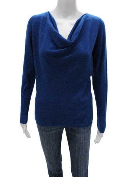 Neiman Marcus Women Cashmere Cowl Neck Pullover Sweater Blue Long Sleeve Size S