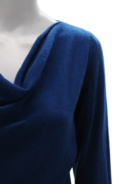 Neiman Marcus Women Cashmere Cowl Neck Pullover Sweater Blue Long Sleeve Size S