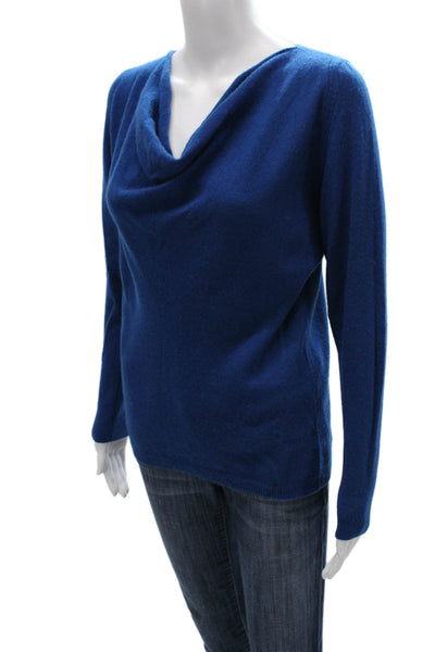 Neiman Marcus Women Cashmere Cowl Neck Pullover Sweater Blue Long Sleeve Size S