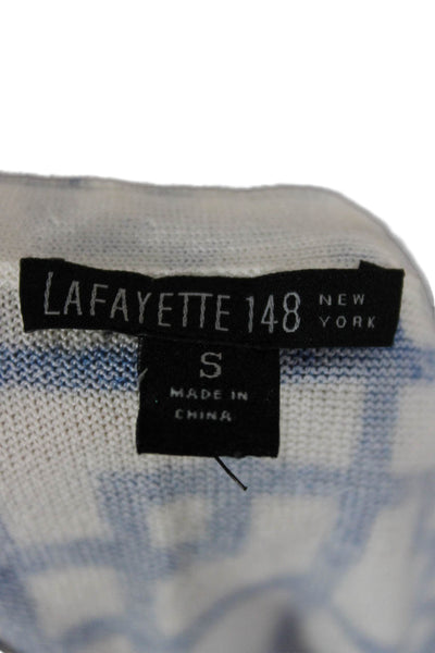 Lafayette 148 New York Womens Blue Cotton Geometric Scoop Neck Tank Size S
