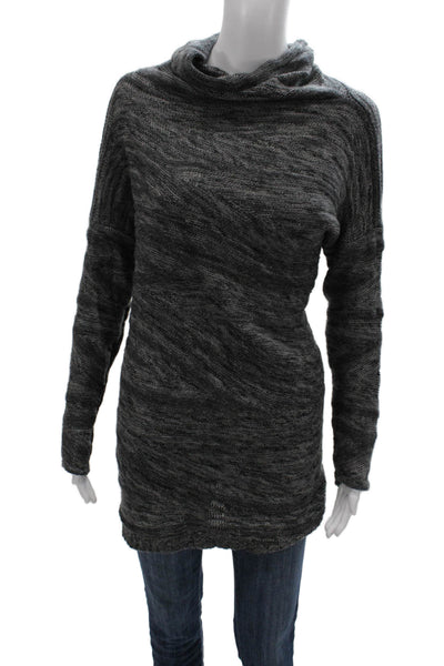 Lafayette 148 New York Womens Wool Blend Cowl Neck Tunic Sweater Gray Size S