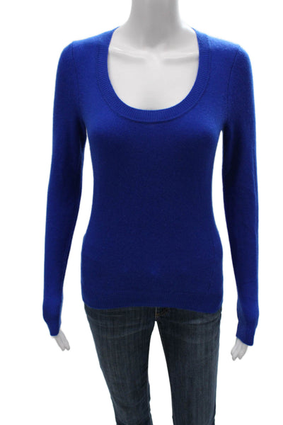Sutton Cashmere Women Blue Scoop Neck Long Sleeve Pullover Size S