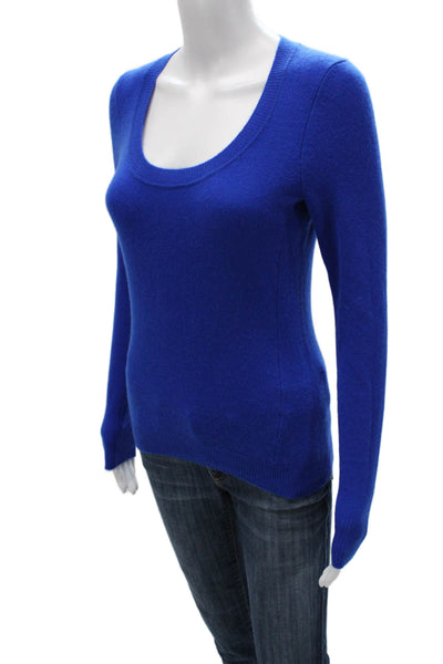Sutton Cashmere Women Blue Scoop Neck Long Sleeve Pullover Size S