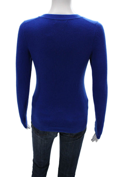Sutton Cashmere Women Blue Scoop Neck Long Sleeve Pullover Size S