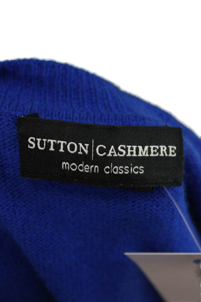Sutton Cashmere Women Blue Scoop Neck Long Sleeve Pullover Size S