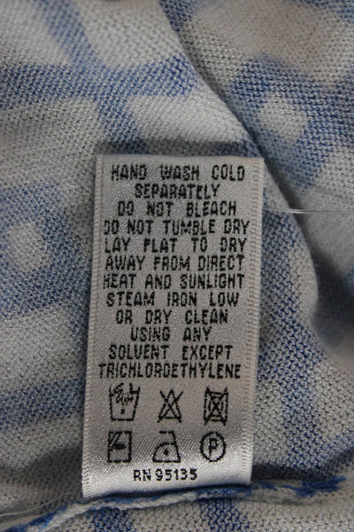 Lafayette 148 New York Women Blue Cotton Scoop Neck Geometric Basic Tank Size M
