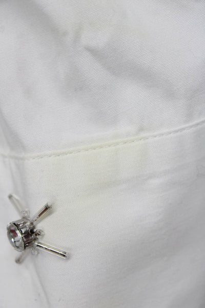 Zara Womens Cotton Collared Basic Button-Up 3/4 Sleeve White Size L