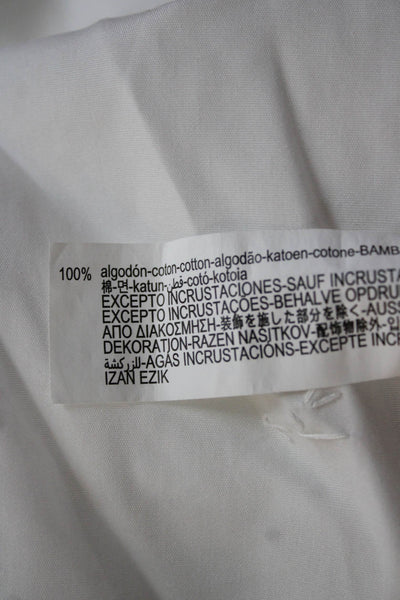 Zara Womens Cotton Collared Basic Button-Up 3/4 Sleeve White Size L