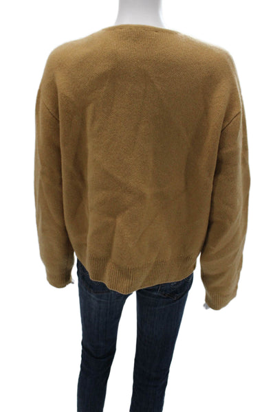 Zara Womens V Neck Wool Cardigan Sweater Long Sleeve Brown Size M