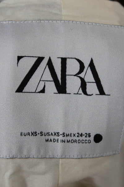 Zara Womens Brown Animal Print Cotton Overcoat Button Long Sleeve Size XS