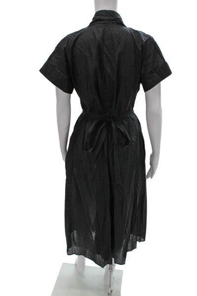 Zara Womens Fit & Flare Dress Black V-Neck Short Sleeve Size M