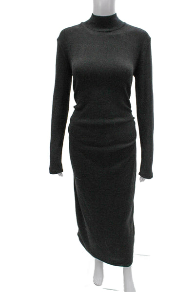 Zara Womens Sweater Dress Gray Mock Neck Long Sleeve Polyester Size L
