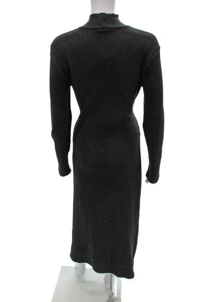Zara Womens Sweater Dress Gray Mock Neck Long Sleeve Polyester Size L