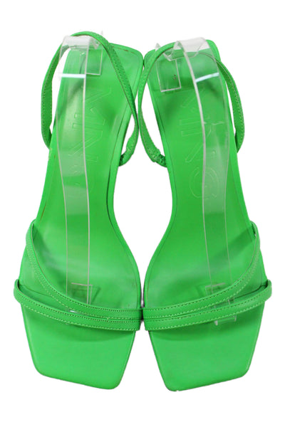 MNG Womens Strappy Slingback Sandals Heels Green Size 38 8