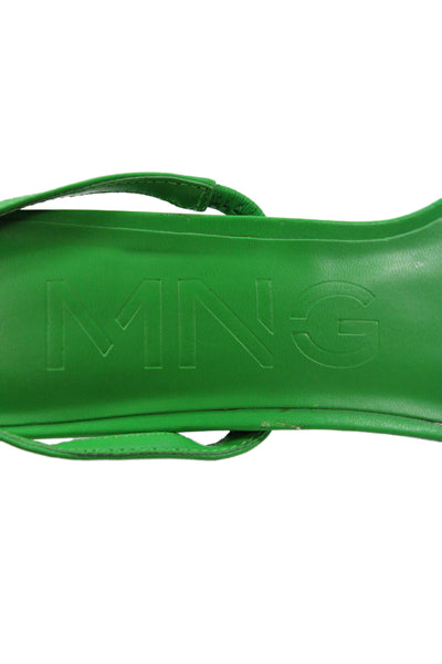 MNG Womens Strappy Slingback Sandals Heels Green Size 38 8