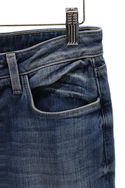 L'Agence Women Wide-Leg Jeans Blue High Rise Cotton Blend Zip Size 28