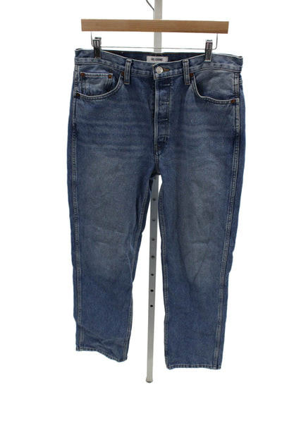 Re/Done Women Straight Jeans Blue High Rise Vintage Size 30