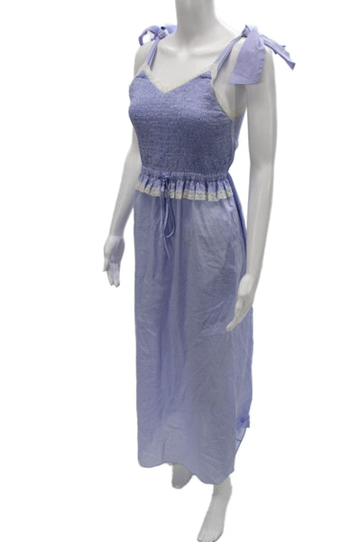 Loretta Caponi Womens Purple Maxi Dress V-Neck Sleeveless 100% Cotton Size XL