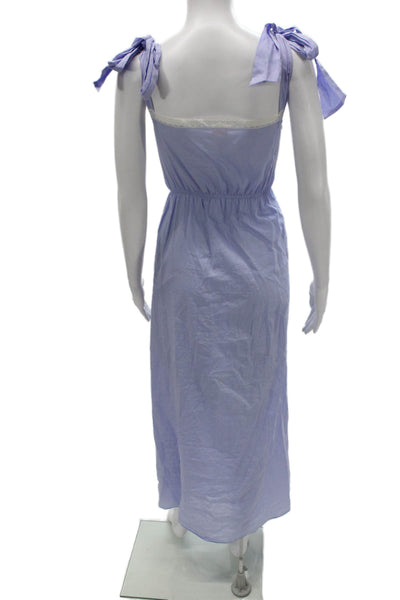 Loretta Caponi Womens Purple Maxi Dress V-Neck Sleeveless 100% Cotton Size XL