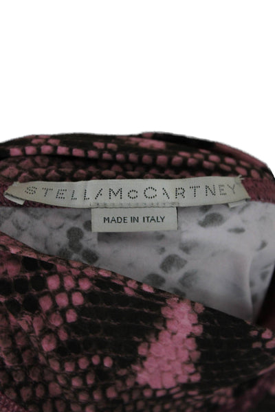 Stella McCartney Women Animal Print Pink Turtleneck Blouse Long Sleeve Size XS
