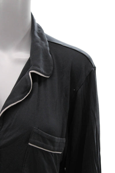 Eberjey Womens Long Sleeves Button Down Pajama Shirt Grey Size Medium