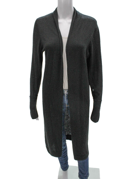 Kinross Cashmere Women Black V-Neck Cardigan 100% Cashmere Long Sleeve Size L
