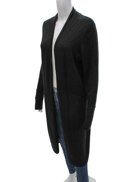 Kinross Cashmere Women Black V-Neck Cardigan 100% Cashmere Long Sleeve Size L