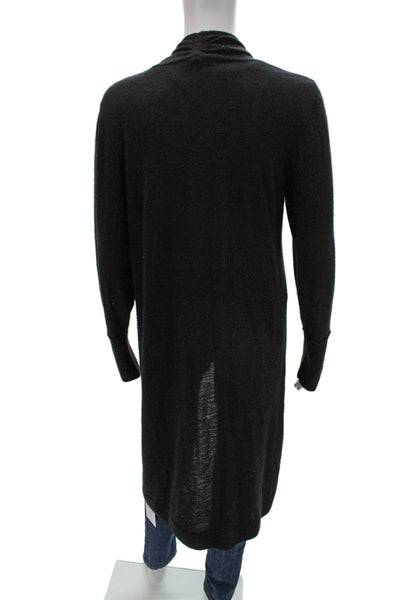 Kinross Cashmere Women Black V-Neck Cardigan 100% Cashmere Long Sleeve Size L