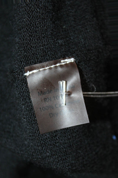 Kinross Cashmere Women Black V-Neck Cardigan 100% Cashmere Long Sleeve Size L
