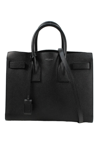 Saint Laurent Womens Leather Sac De Jour Tote Shoulder Handbag Black