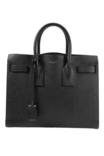 Saint Laurent Womens Leather Sac De Jour Tote Shoulder Handbag Black