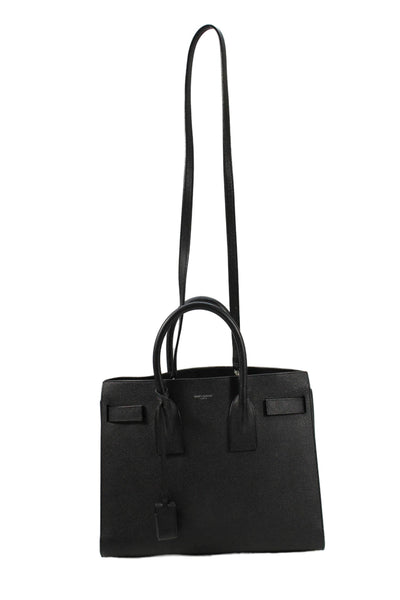 Saint Laurent Womens Leather Sac De Jour Tote Shoulder Handbag Black