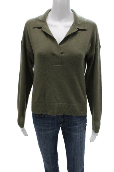 Everlane Womens Collared Cashmere Pullover Sweater Green Size S