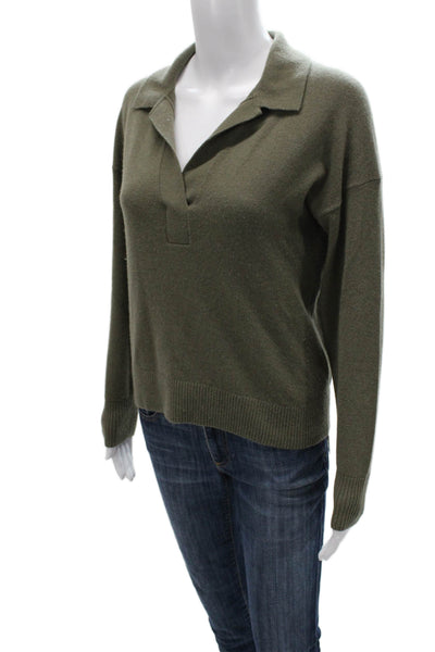 Everlane Womens Collared Cashmere Pullover Sweater Green Size S