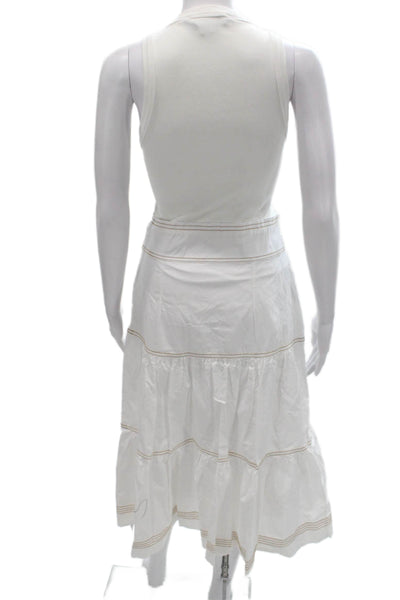 Veronica Beard Women Tiered White Cotton Sleeveless Dress Size S