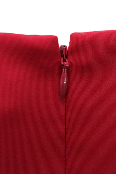 Calvin Klein Women Sheath Dress Red Sleeveless Round Neck Knee Length Size 14
