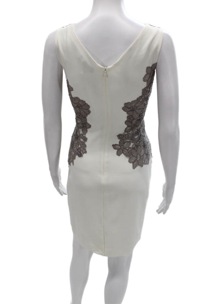 Lauren Ralph Lauren Women Ivory Sheath Dress Sleeveless Round Neck Zip Size 8P