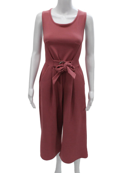 Romeo & Juliet Womens Pink Sleeveless Jumpsuit Herringbone Size L