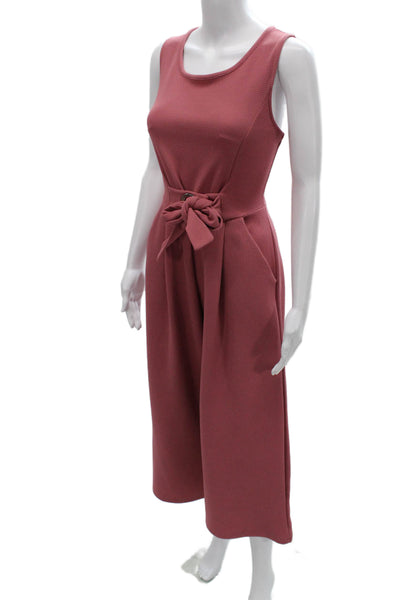 Romeo & Juliet Womens Pink Sleeveless Jumpsuit Herringbone Size L