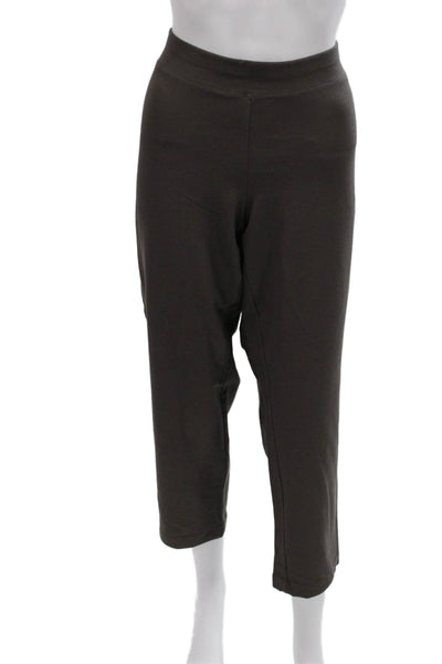 Eileen Fisher Women Cropped Leggings Brown Viscose Pull On Size M