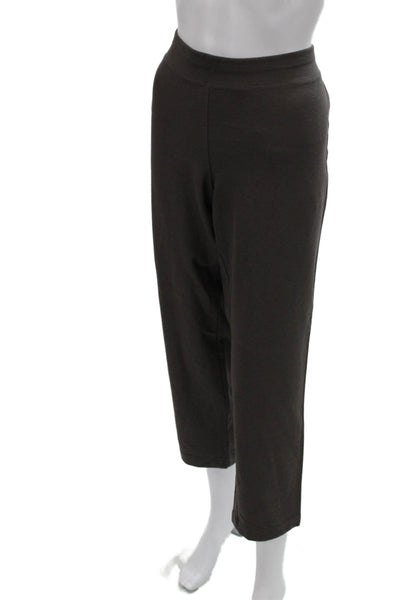 Eileen Fisher Women Cropped Leggings Brown Viscose Pull On Size M