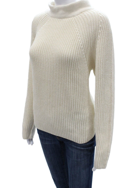 Poetry Women Pullover Sweater Mock Neck Long Sleeve Ivory Cotton Size 8