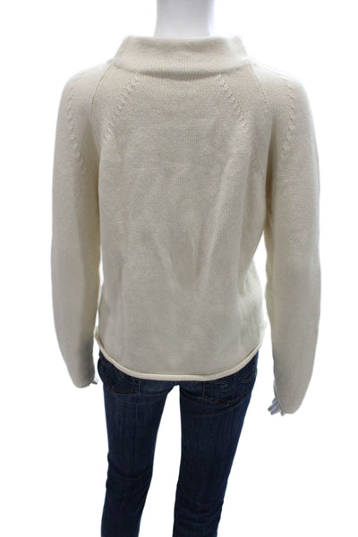 Poetry Women Pullover Sweater Mock Neck Long Sleeve Ivory Cotton Size 8