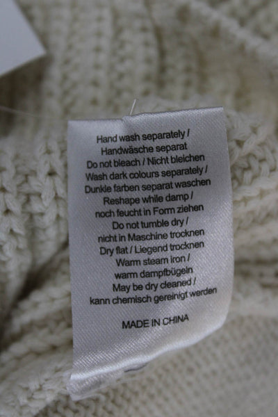 Poetry Women Pullover Sweater Mock Neck Long Sleeve Ivory Cotton Size 8